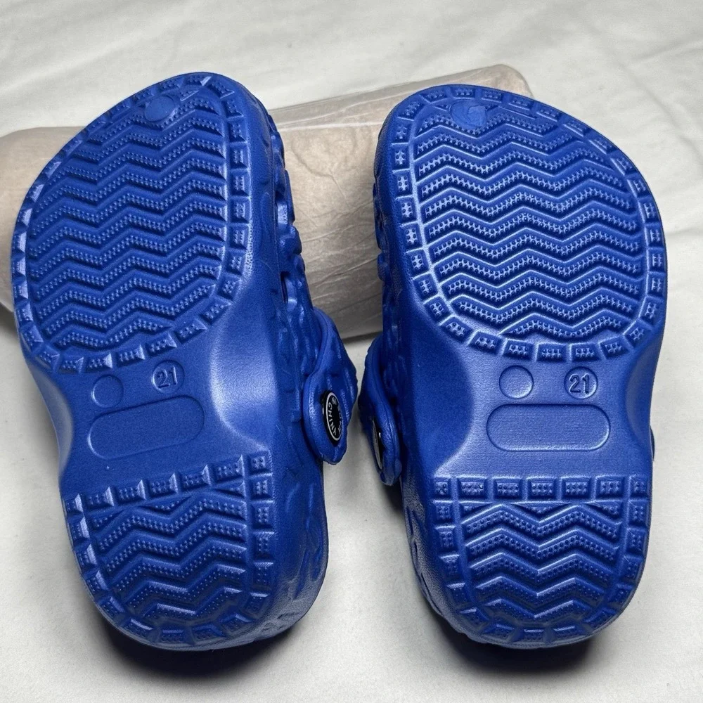 Blue‎ Dinosaur Clogs Kids Size 5 Toddler Slip On Sandals W Charms